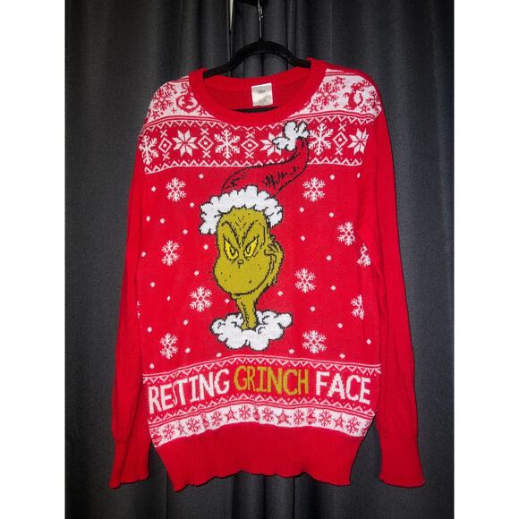 Ugly Christmas Sweater Xmas Size Large Grinch - Picture 1 of 3